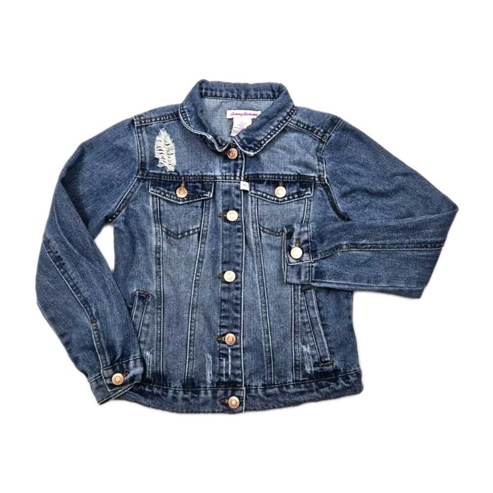 Tommy Bahama Girls Size 10 Button Up Distressed Denim Jacket